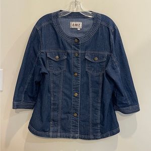 AMX Jean Jacket 3/4 Sleeve with Snaps  Plus